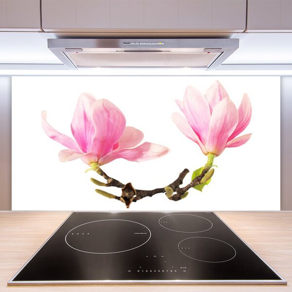 Panou sticla bucatarie Flori Floral Roz Maro