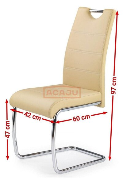 Scaun K211, gri/crom, piele ecologica/metal, 42x60x97 cm