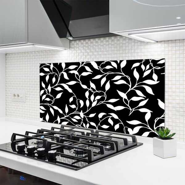 Panou sticla bucatarie Abstract Art Alb Negru