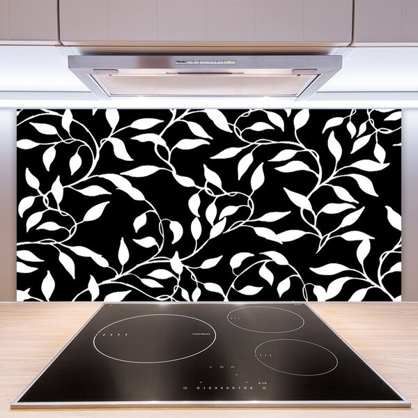 Panou sticla bucatarie Abstract Art Alb Negru