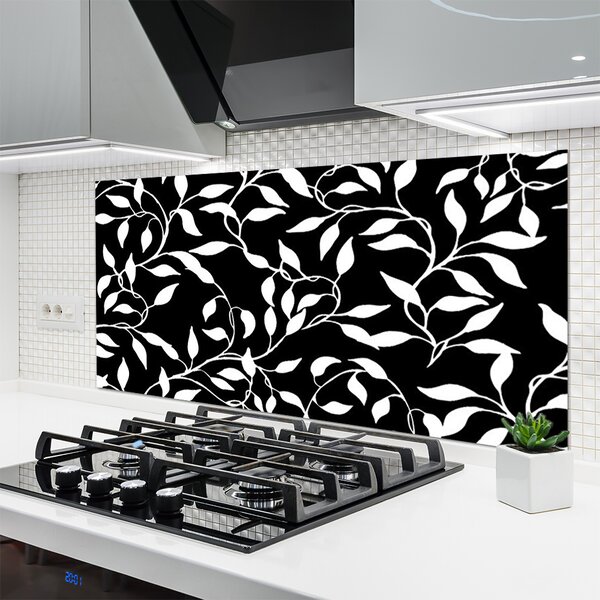 Panou sticla bucatarie Abstract Art Alb Negru