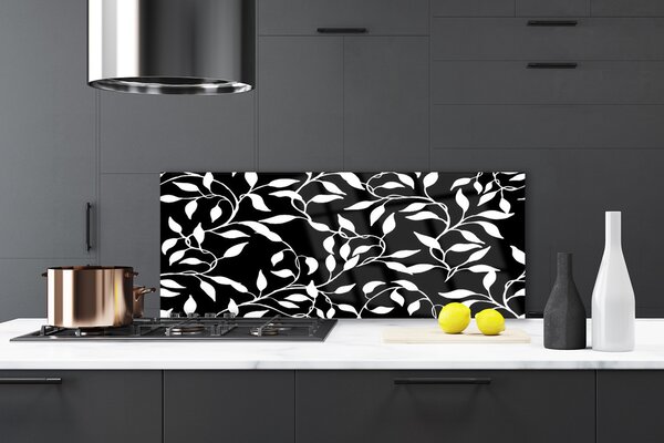 Panou sticla bucatarie Abstract Art Alb Negru