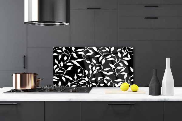 Panou sticla bucatarie Abstract Art Alb Negru