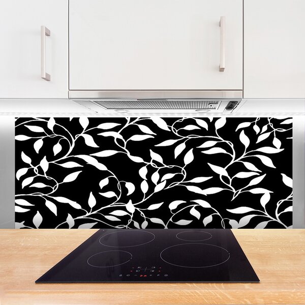Panou sticla bucatarie Abstract Art Alb Negru