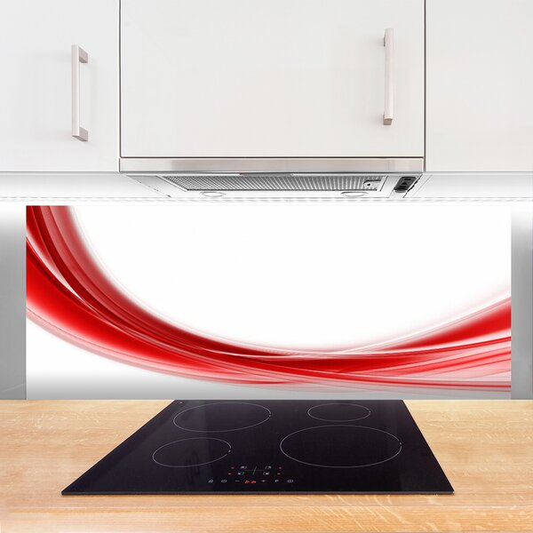 Panou sticla bucatarie Abstract Art Red White