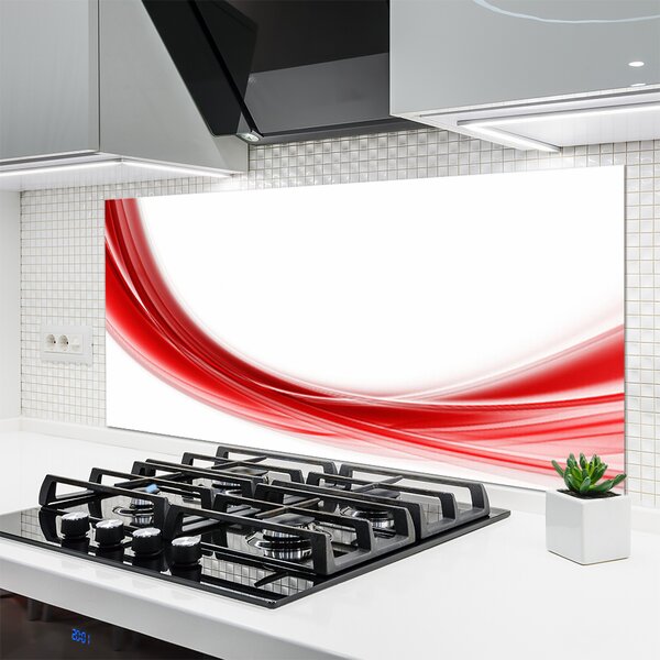 Panou sticla bucatarie Abstract Art Red White