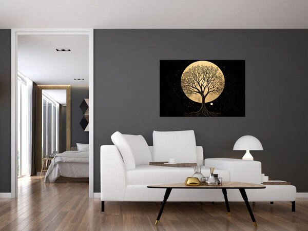 Tablou – Arbore în lună plină aurie I. (90x60 cm)