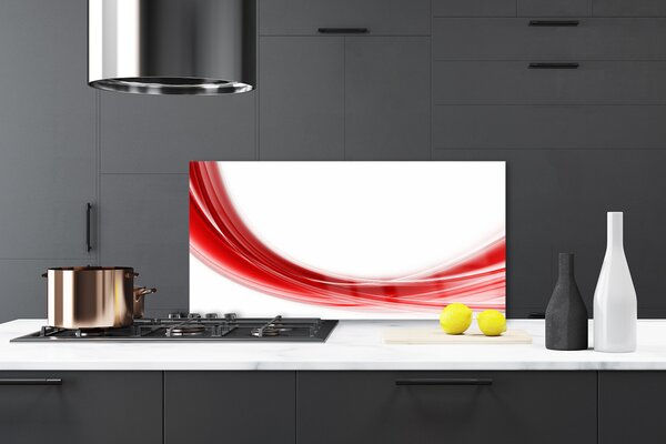 Panou sticla bucatarie Abstract Art Red White