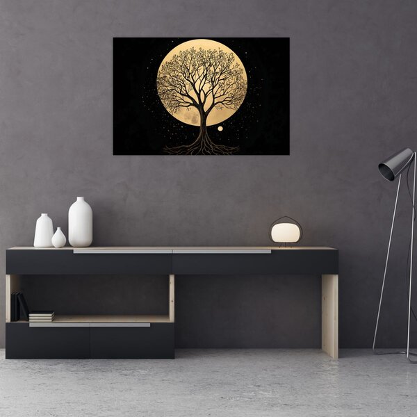 Tablou – Arbore în lună plină aurie I. (90x60 cm)