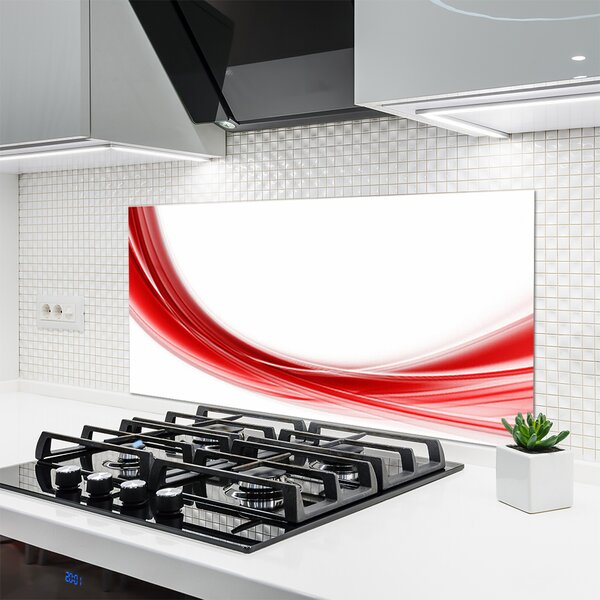Panou sticla bucatarie Abstract Art Red White