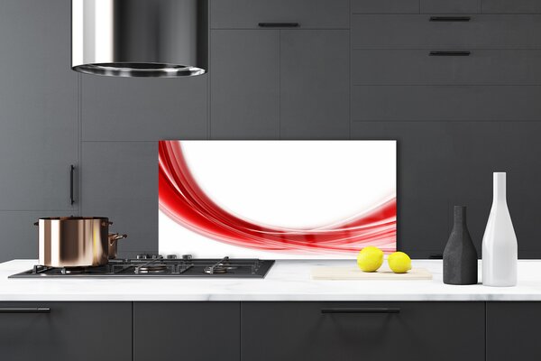 Panou sticla bucatarie Abstract Art Red White