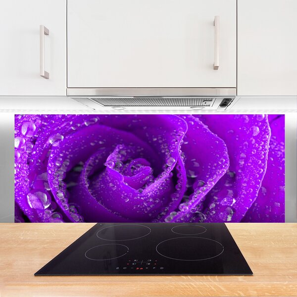 Panou sticla bucatarie Rose Floral violet