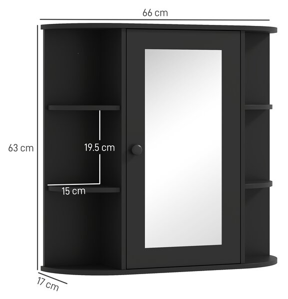 Homcom Dulapior Baie cu Oglinda – Lemn Alb 66×17×63 cm | Aosom Romania