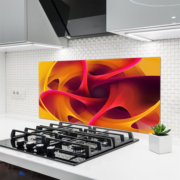 Panou sticla bucatarie Abstract Art Galben roz