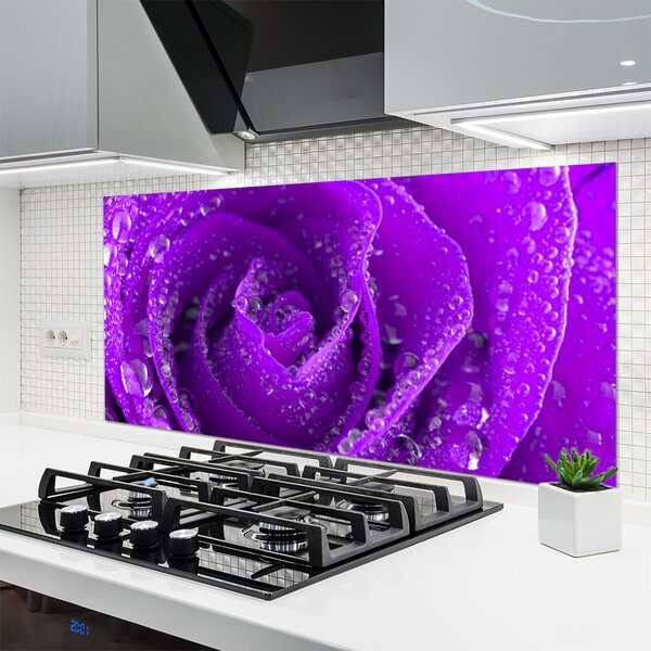 Panou sticla bucatarie Rose Floral violet