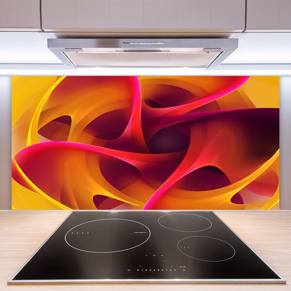 Panou sticla bucatarie Abstract Art Galben roz