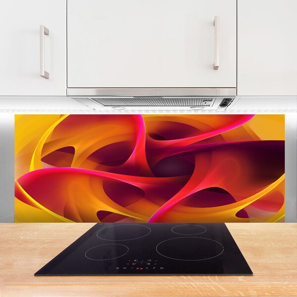 Panou sticla bucatarie Abstract Art Galben roz