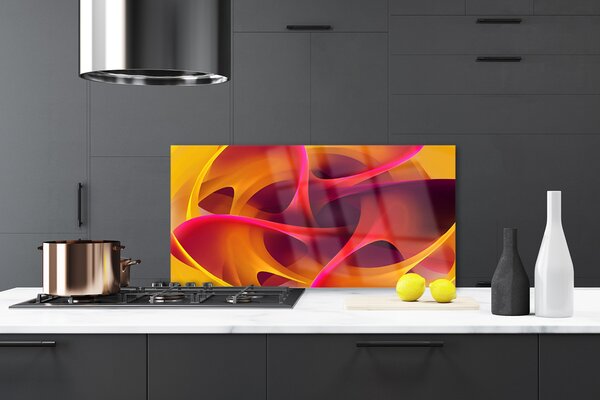 Panou sticla bucatarie Abstract Art Galben roz