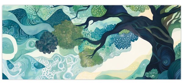 Tablou – Coroană verde a arborelui vieții (120x50 cm)