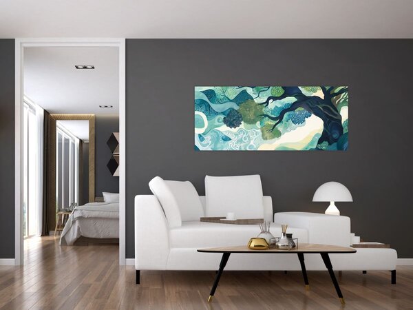 Tablou – Coroană verde a arborelui vieții (120x50 cm)