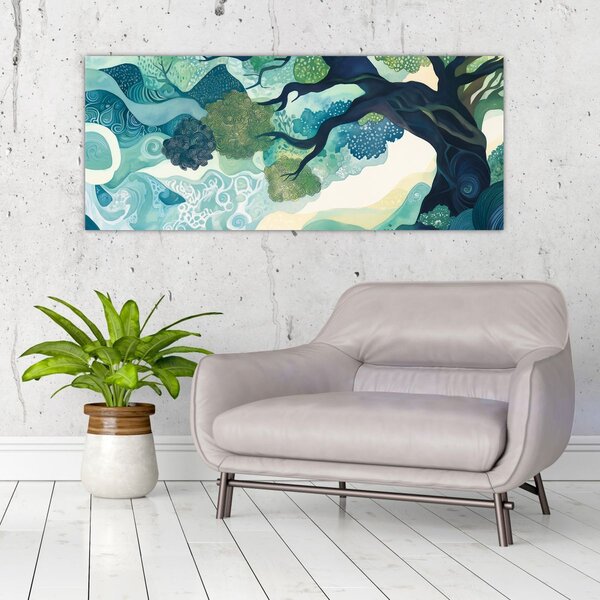 Tablou – Coroană verde a arborelui vieții (120x50 cm)