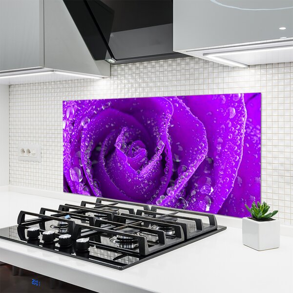 Panou sticla bucatarie Rose Floral violet