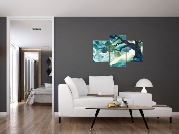 Tablou – Coroană verde a arborelui vieții (90x60 cm)