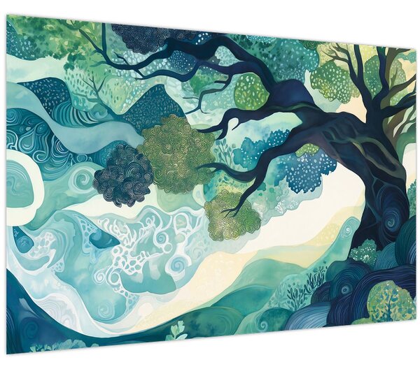 Tablou – Coroană verde a arborelui vieții (90x60 cm)