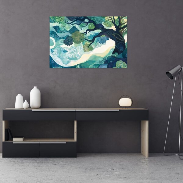 Tablou – Coroană verde a arborelui vieții (90x60 cm)