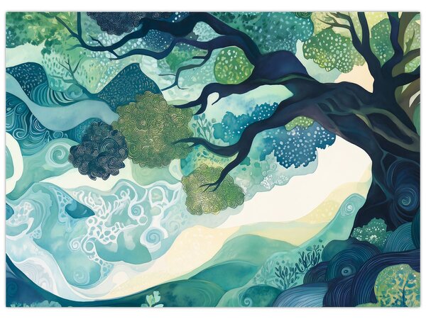 Tablou – Coroană verde a arborelui vieții (70x50 cm)