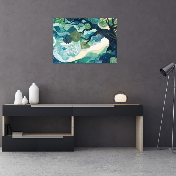 Tablou – Coroană verde a arborelui vieții (70x50 cm)