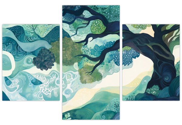Tablou – Coroană verde a arborelui vieții (90x60 cm)