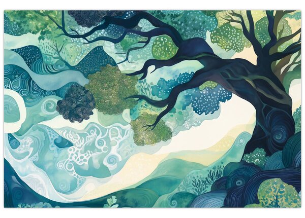 Tablou – Coroană verde a arborelui vieții (90x60 cm)