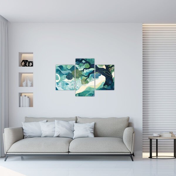 Tablou – Coroană verde a arborelui vieții (90x60 cm)