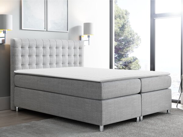Pat boxspring SignumBoxspring, Dublu, Gri deschis, 140x200, Tapiterie, Somiera patSomiera pat, 14x22x12cm