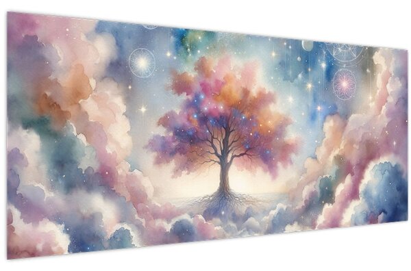 Tablou – Arborele vieții printre nori (120x50 cm)