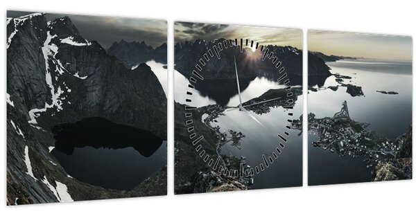 Tablou - Munții norvegieni (cu ceas) (90x30 cm)