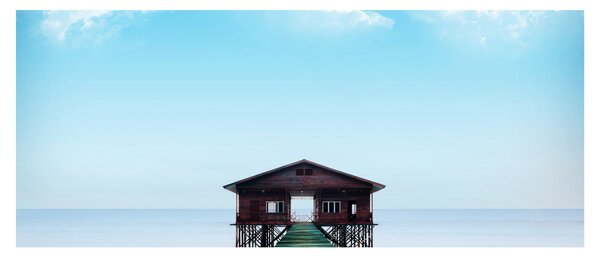 Tablou cu casă pe mare (120x50 cm)