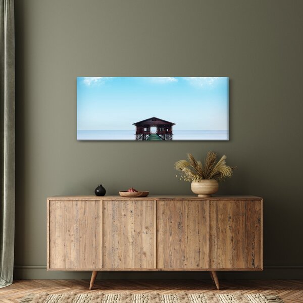 Tablou cu casă pe mare (120x50 cm)