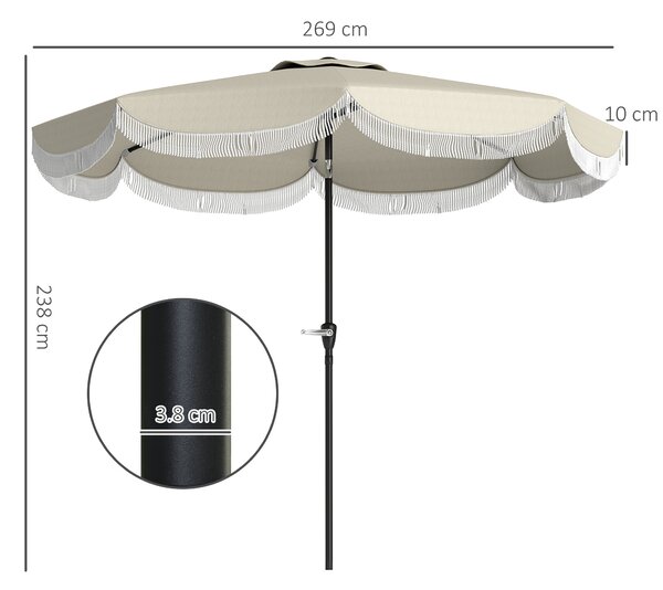 Outsunny Umbrelă de Grădină Inclinabilă 2.7x2.7 m cu Manivelă, Umbrelă Rotundă de Exterior cu 8 Spițe, din Metal și Poliester, pentru Curte sau Balcon, UV 30+, Gri Deschis | Aosom Romania