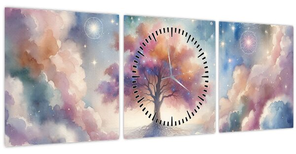 Tablou – Arborele vieții printre nori (cu ceas) (90x30 cm)