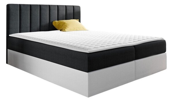 Pat boxspring CulinaDublu, Boxspring, Negru, 160x200, Tapiterie, Piele ecologică, Somiera patSomiera pat, 17x21x10cm