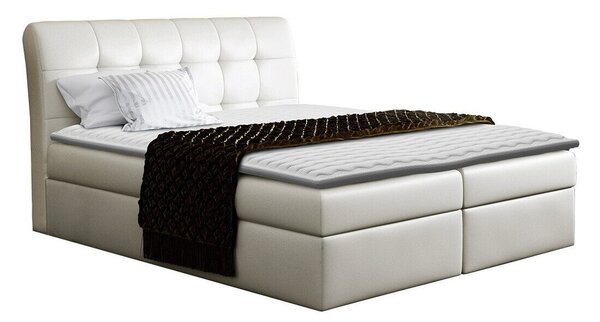 Pat boxspring CampaniaBoxspring, Single, Crem, 120x200, Piele ecologică, Somiera patSomiera pat, 12x22x12cm