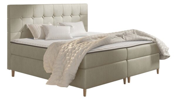 Pat boxspring CaseusBoxspring, Dublu, Crem, 160x200, Tapiterie, Somiera patSomiera pat, 16x21x12cm