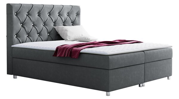 Pat boxspring DomusBoxspring, Single, Gri inchis, 120x200, Tapiterie, Somiera patSomiera pat, 12x21x13cm