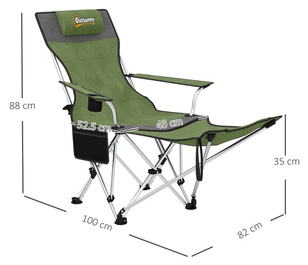 Outsunny Set de 2 Scaune de Camping Pliabile cu Suport pentru Picioare Detașabil, 82x100x88 cm, Negru | Aosom Romania