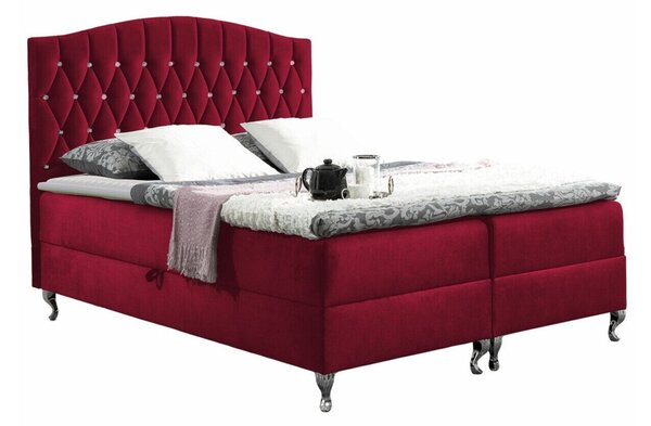 Pat boxspring UrbsBoxspring, Single, Roșu, 120x200, Tapiterie, Somiera patSomiera pat, 12x21x14cm