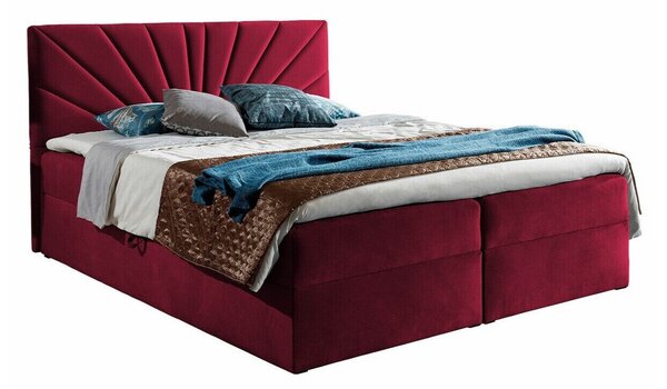 Pat boxspring Pons IBoxspring, Single, Roșu, 120x200, Tapiterie, Somiera patSomiera pat, 12x21x10cm