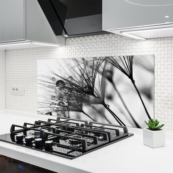 Panou sticla bucatarie Abstract Floral Gray