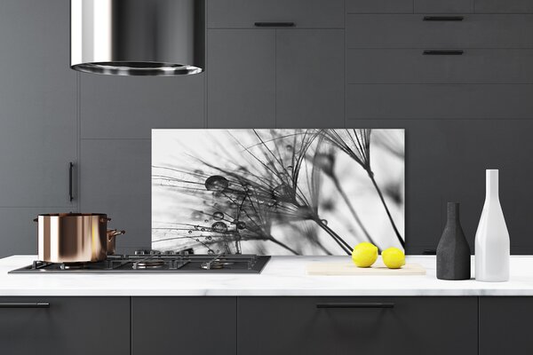 Panou sticla bucatarie Abstract Floral Gray